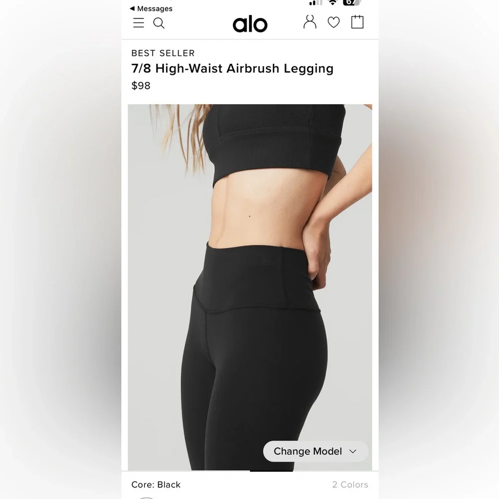 ALO Yoga 7/8 High-Waist Airbrush Legging - Black Size M
